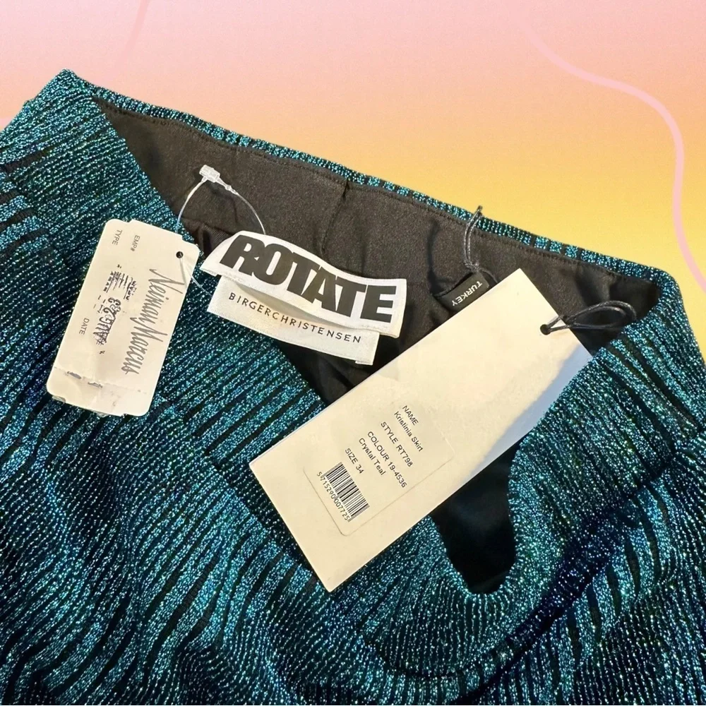 NWT ROTATE Birger Christensen ‘Kristinia’ Striped Skirt in “Crystal Teal” Size 2